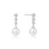 Silver Tennis Beaded Stone Shell Pearl Drop Stud Earrings